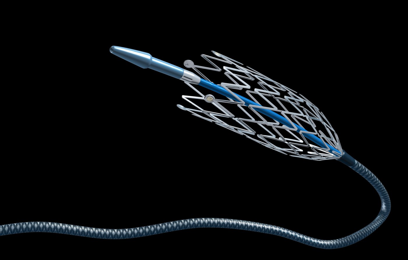 Stent autoexpansível montado no cateter que o transporta